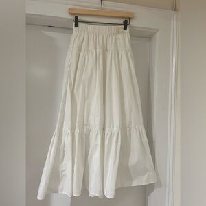 Abercrombie & Fitch Poplin tiered white midi skirt